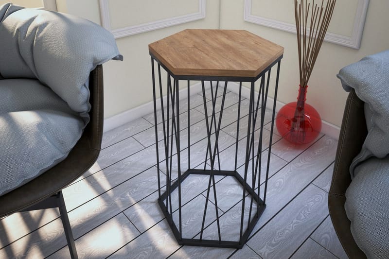 Falan Sidebord 40 cm Sekskant - Lysebrun/Svart - Møbler - Bord - Avlastningsbord - Lampebord & sidebord