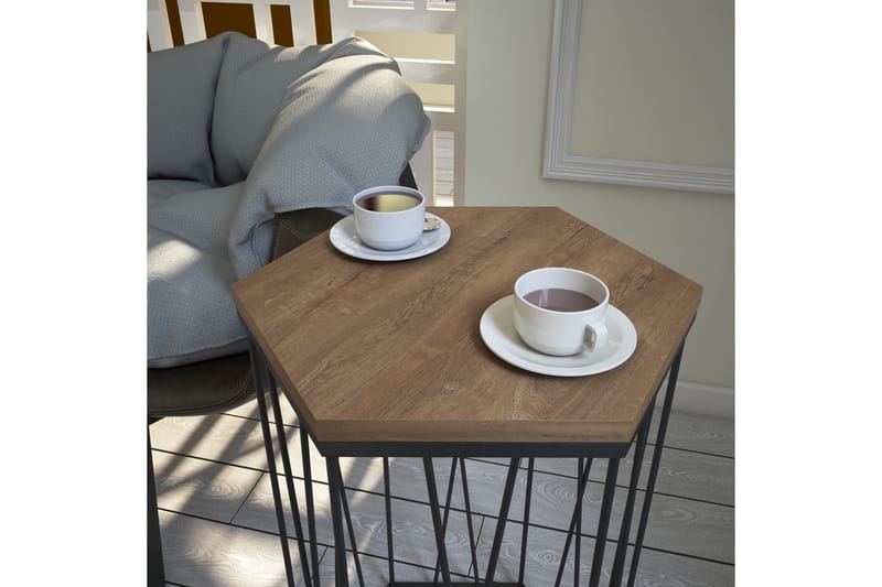 Falan Sidebord 40 cm Sekskant - Lysebrun/Svart - Møbler - Bord - Avlastningsbord - Lampebord & sidebord