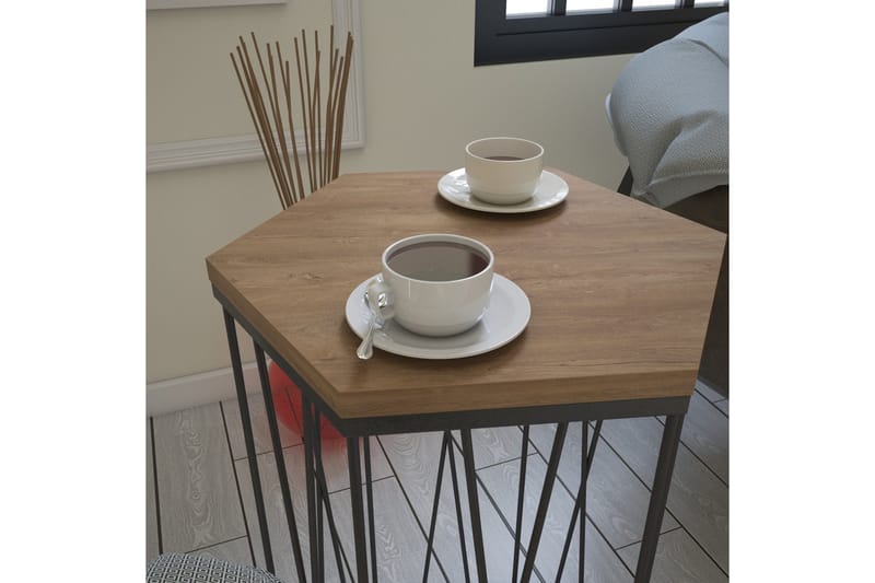 Falan Sidebord 40 cm Sekskant - Lysebrun/Svart - Møbler - Bord - Avlastningsbord - Lampebord & sidebord