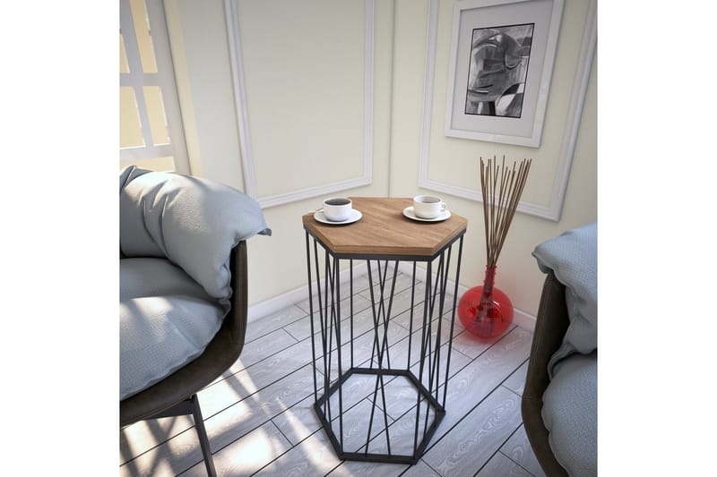 Falan Sidebord 40 cm Sekskant - Lysebrun/Svart - Møbler - Bord - Avlastningsbord - Lampebord & sidebord