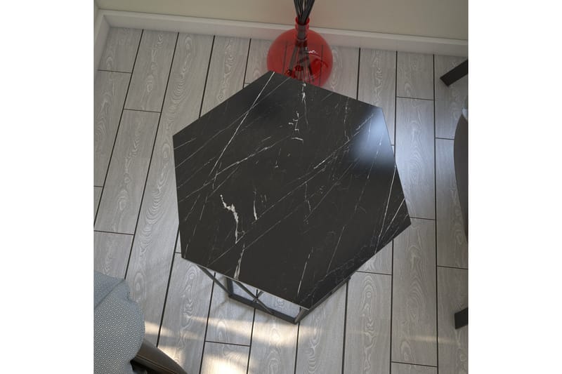 Falan Sidebord 40 cm Sekskant Marmormønster - Svart - Møbler - Bord - Avlastningsbord - Lampebord & sidebord