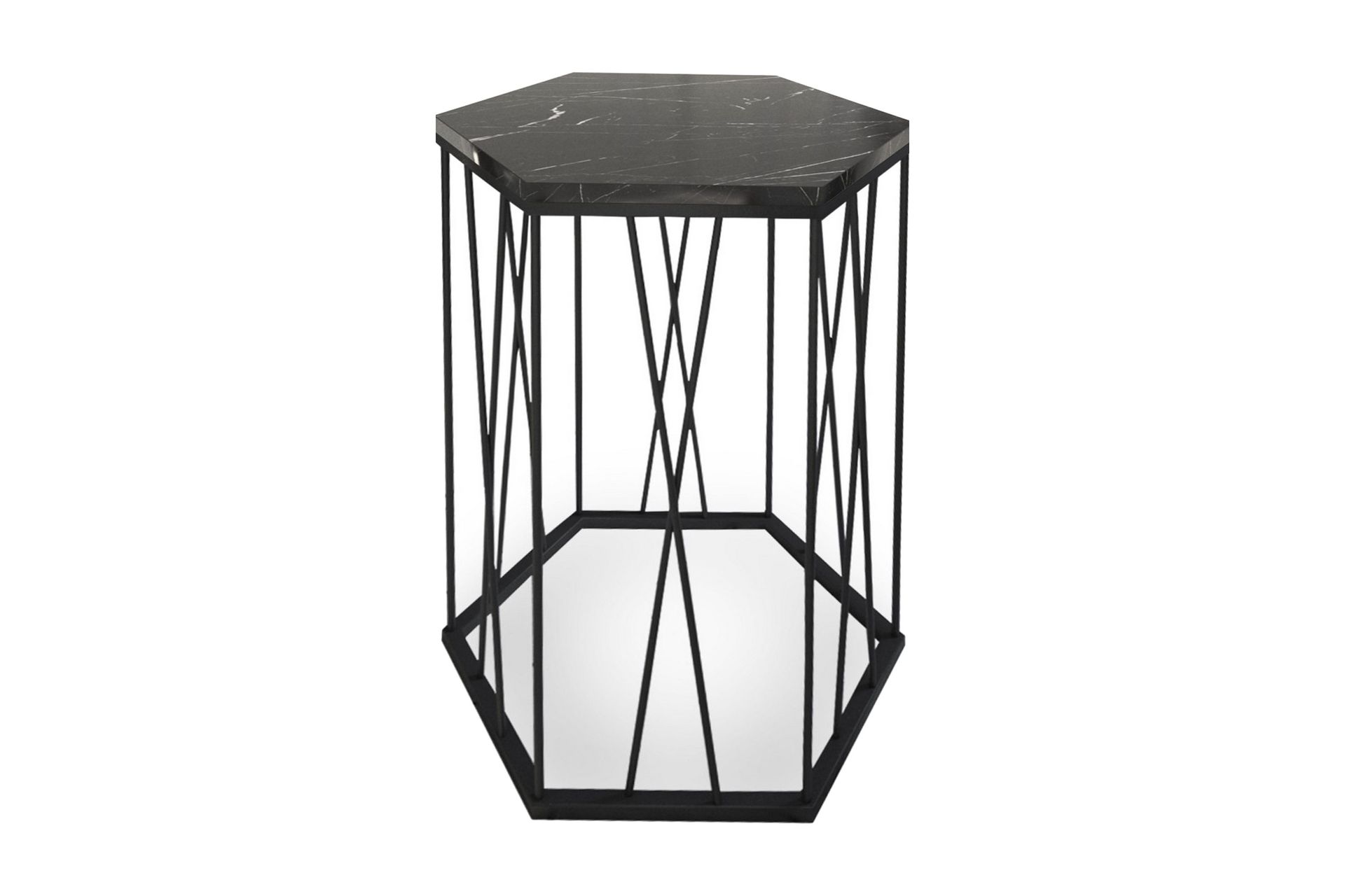 Falan Sidebord 40 cm Sekskant Marmormønster - Svart