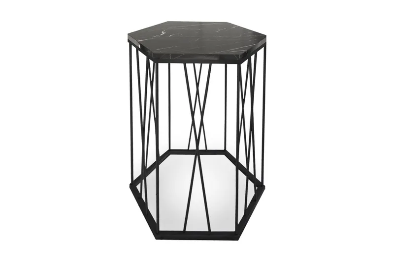 Falan Sidebord 40 cm Sekskant Marmormønster - Svart - Møbler - Bord - Avlastningsbord - Lampebord & sidebord