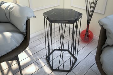 Falan Sidebord 40 cm Sekskant Marmormønster - Svart - Møbler - Bord - Avlastningsbord - Lampebord & sidebord