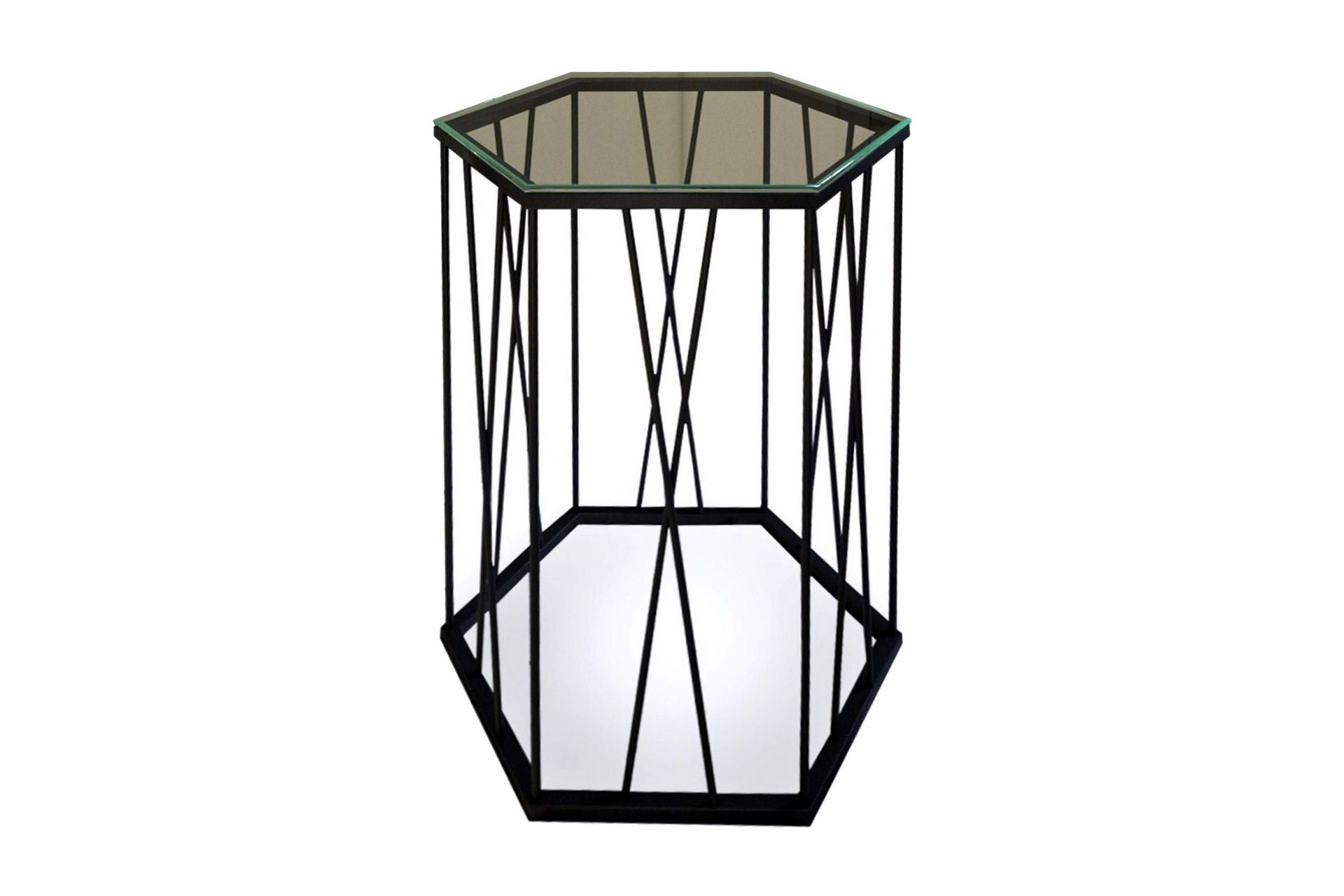 Falan Sidebord 40 cm Sekskant - Svart/Sølv