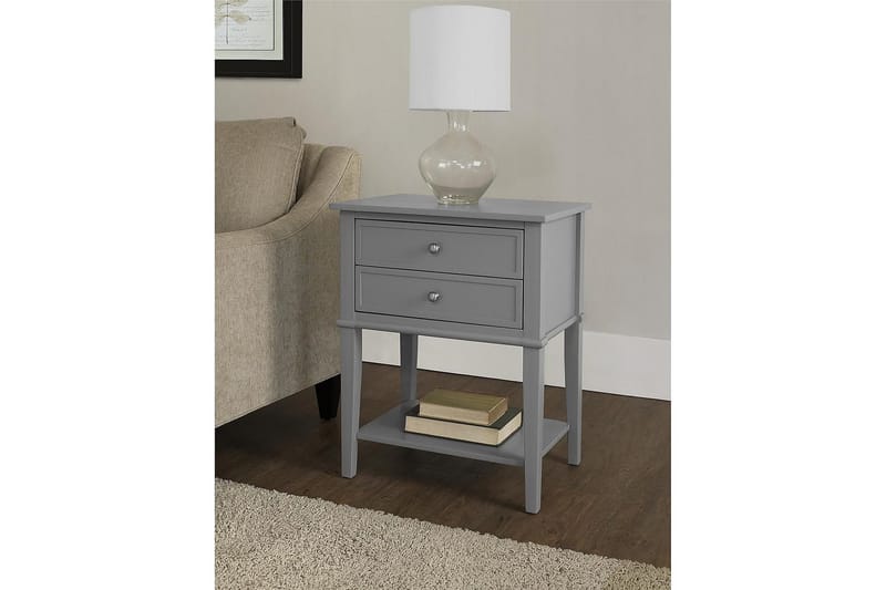 Franklin Sidebord 56 cm 2 Skuffer Grå - Dorel Home - Møbler - Bord - Avlastningsbord - Lampebord & sidebord