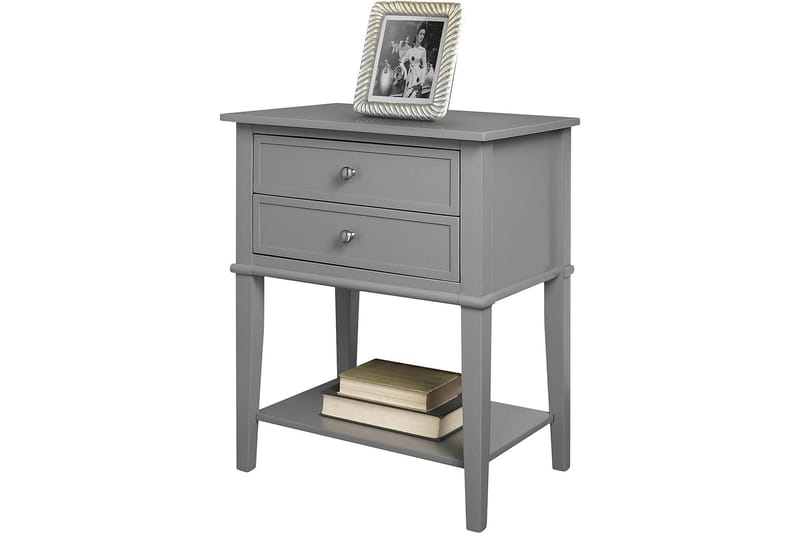 Franklin Sidebord 56 cm 2 Skuffer Grå - Dorel Home - Møbler - Bord - Avlastningsbord - Lampebord & sidebord
