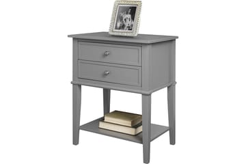 Franklin Sidebord 56 cm 2 Skuffer Grå - Dorel Home - Møbler - Bord - Avlastningsbord - Lampebord & sidebord