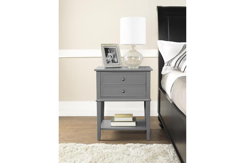 Franklin Sidebord 56 cm 2 Skuffer Grå - Dorel Home - Møbler - Bord - Avlastningsbord - Lampebord & sidebord