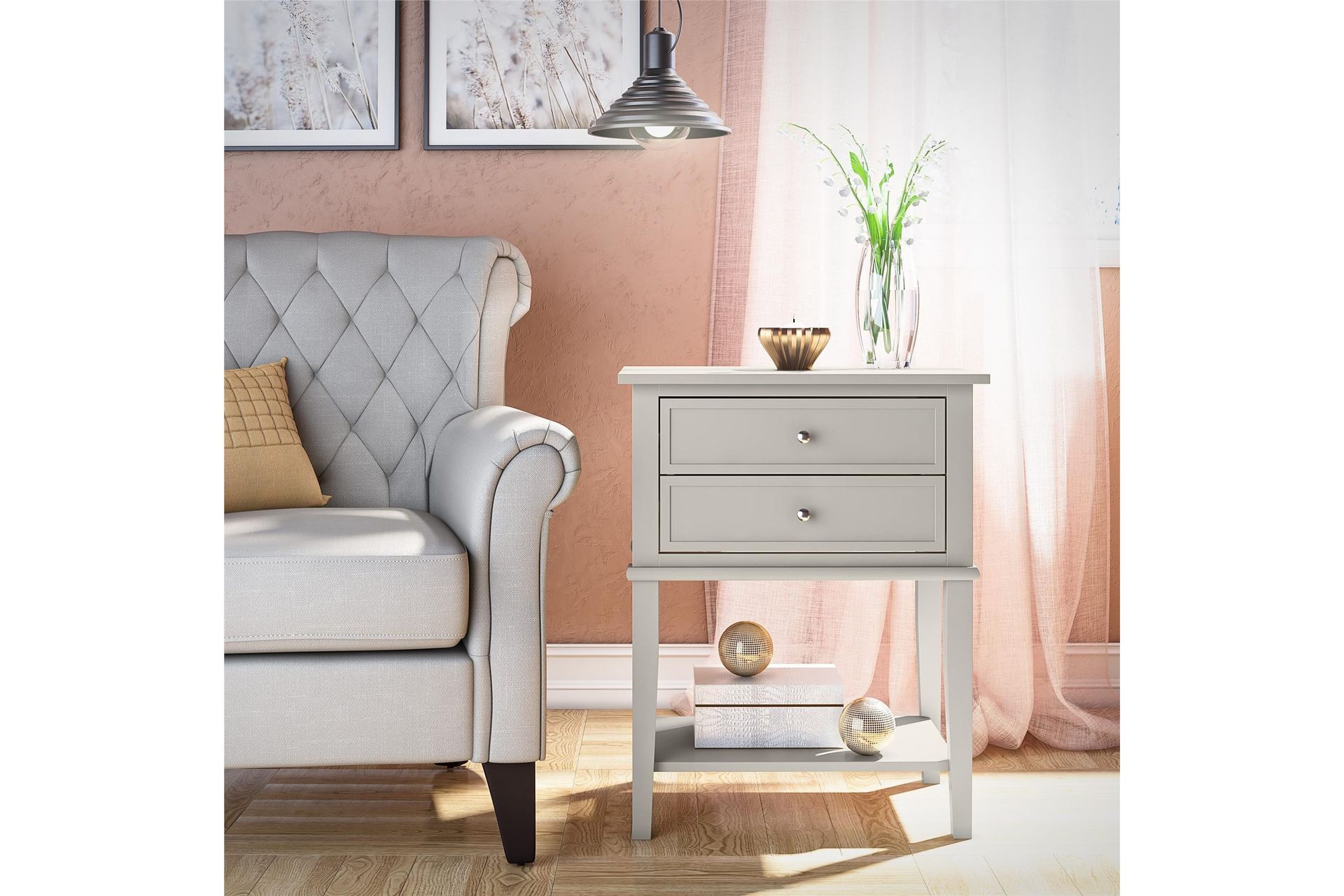 Franklin Sidebord 56x39 cm Beige - Queer Eye