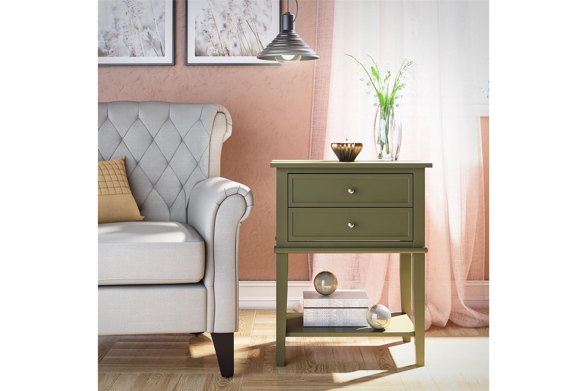 Franklin Sidebord 56x39 cm Olivengrønn - Queer Eye
