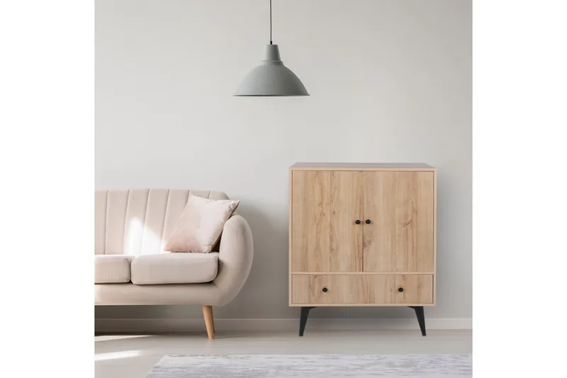 Gibia Side Avlastningsbord 90 cm - Natur / Svart - Møbler - Bord - Avlastningsbord - Lampebord & sidebord