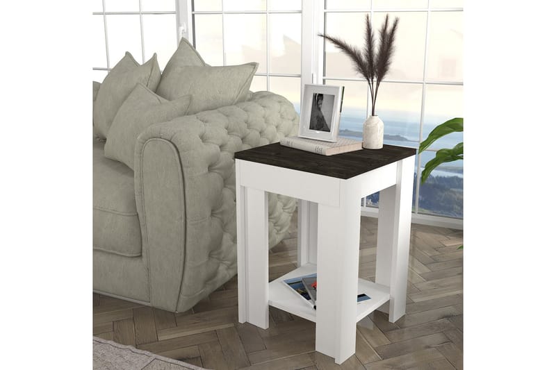 Jessila Side Avlastningsbord 40 cm - Hvit / Mørkebrun - Lampebord & sidebord - Brettbord og småbord
