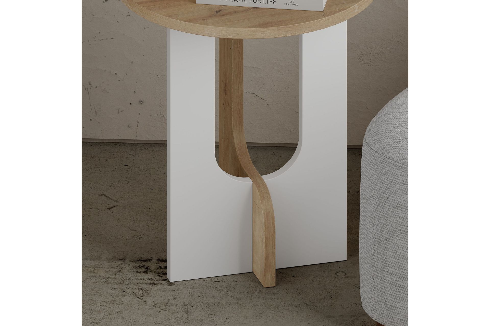 Kafrein Sidebord 40x47x40 cm Rundt - Hvit - Møbler - Bord - Avlastningsbord - Lampebord & sidebord