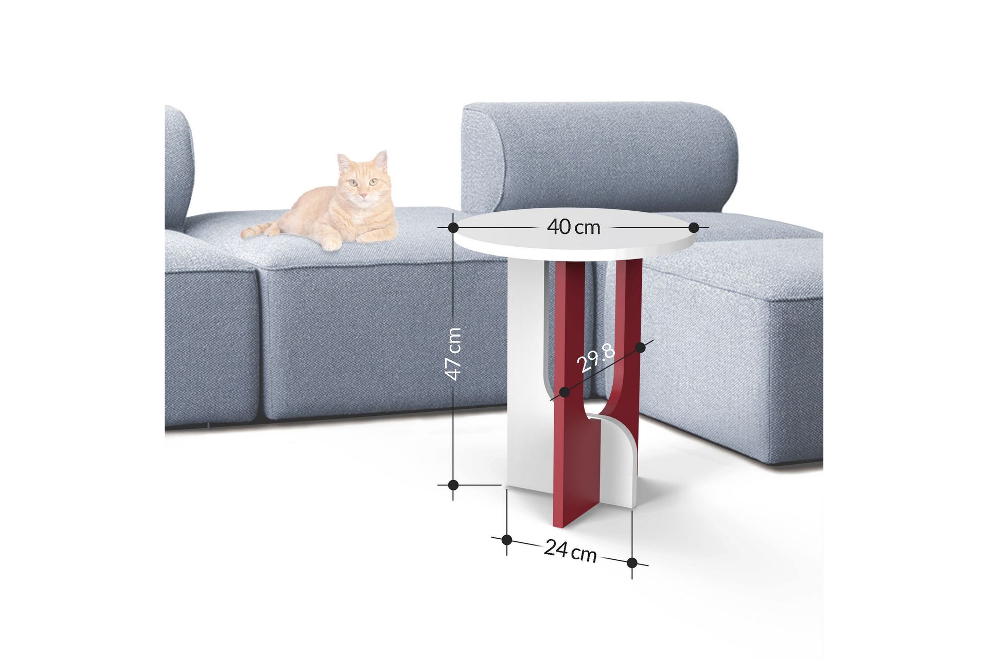 Kafrein Sidebord 40x47x40 cm Rundt - Hvit - Møbler - Bord - Avlastningsbord - Lampebord & sidebord