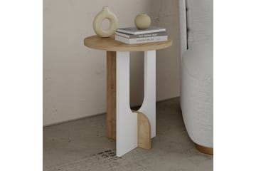 Kafrein Sidebord 40x47x40 cm Rundt - Hvit - Møbler - Bord - Avlastningsbord - Lampebord & sidebord