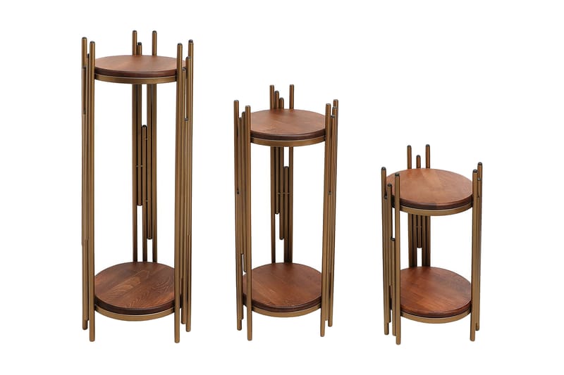 Kokonga Sidebord Sett - Gull/Brun - Lampebord & sidebord - Brettbord og småbord