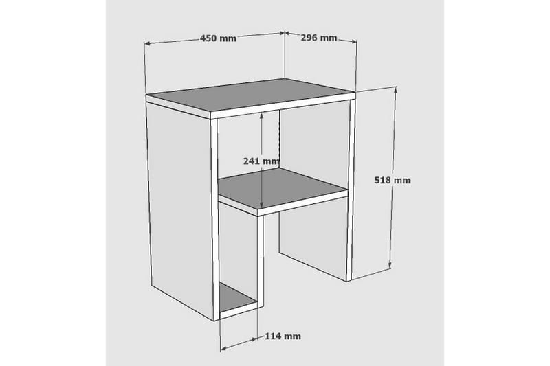 Malem Sidebord 52 cm 2 Hyller - Hvit - Lampebord & sidebord - Brettbord og småbord
