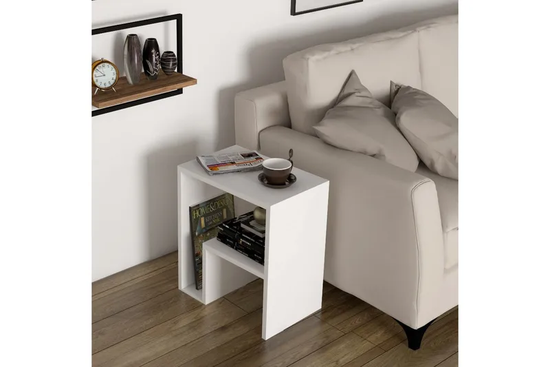 Malem Sidebord 52 cm 2 Hyller - Hvit - Møbler - Bord - Avlastningsbord - Lampebord & sidebord