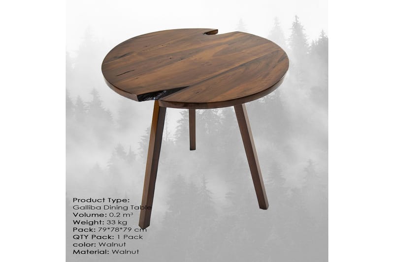 Massive Design Sidebord 77 cm Rundt - Valnøtt - Lampebord & sidebord - Brettbord og småbord