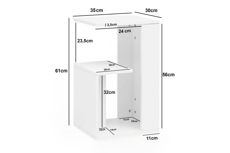 Melindy Avlastningsbord 35 cm - Hvit - Lampebord & sidebord - Brettbord og småbord