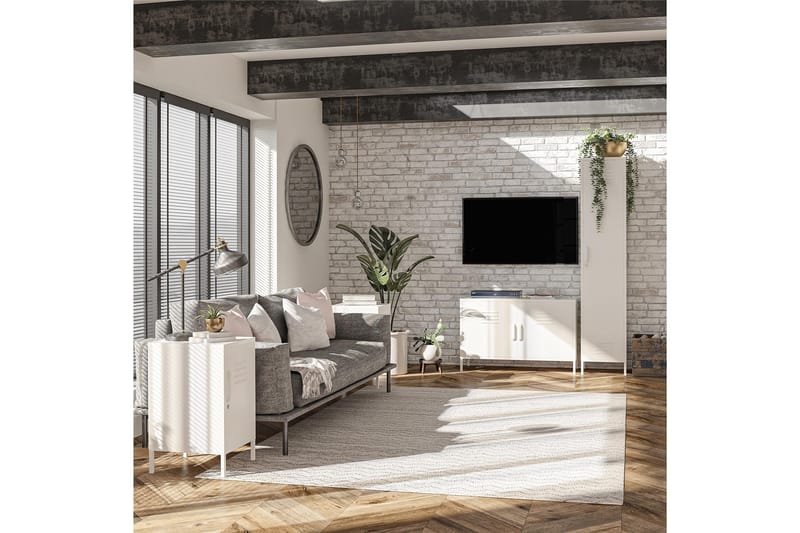 Mission District Sidebord 38x40 cm Hvit - Dorel Home - Møbler - Bord - Avlastningsbord - Lampebord & sidebord