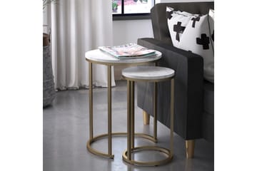 Revazi Sidebord Marmor - Hvit - Møbler - Bord - Avlastningsbord - Lampebord & sidebord