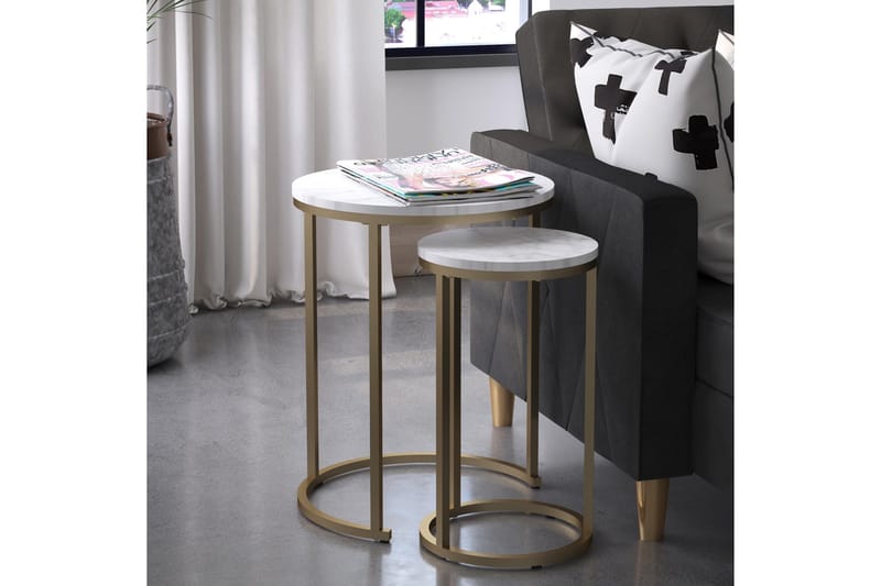 Revazi Sidebord Marmor - Hvit - Møbler - Bord - Avlastningsbord - Lampebord & sidebord