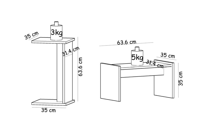 Sedem Sidebord 64 cm - Blå / Hvit - Møbler - Bord - Avlastningsbord - Lampebord & sidebord