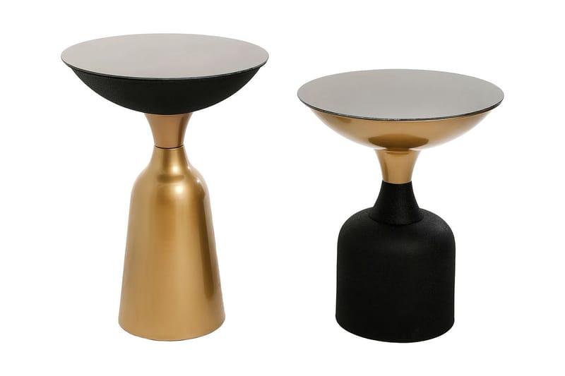 Selder Sidebord Sett Rundt - Gull/Svart - Lampebord & sidebord - Brettbord og småbord