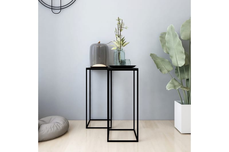Sidebord 2 stk svart stål - Svart - Møbler - Bord - Avlastningsbord - Lampebord & sidebord