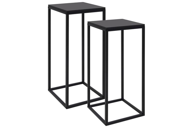 Sidebord 2 stk svart stål - Svart - Møbler - Bord - Avlastningsbord - Lampebord & sidebord
