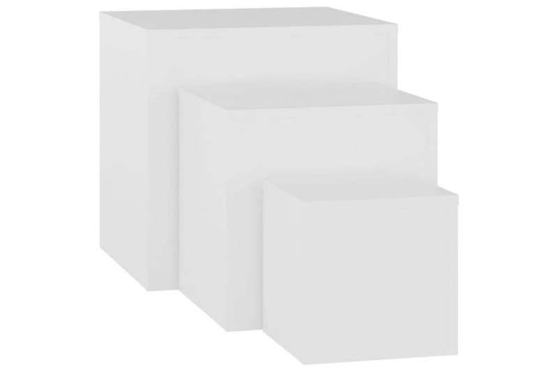 Sidebord 3 stk hvit sponplate - Hvit - Lampebord & sidebord - Brettbord og småbord