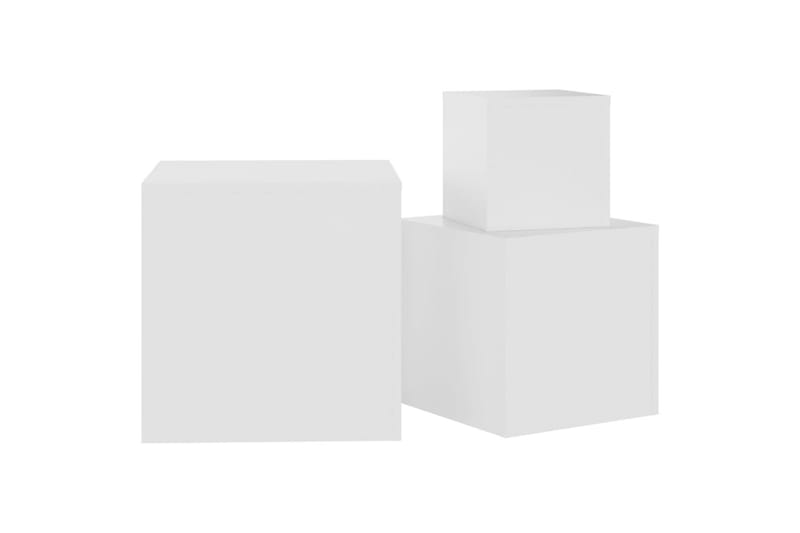 Sidebord 3 stk hvit sponplate - Hvit - Lampebord & sidebord - Brettbord og småbord