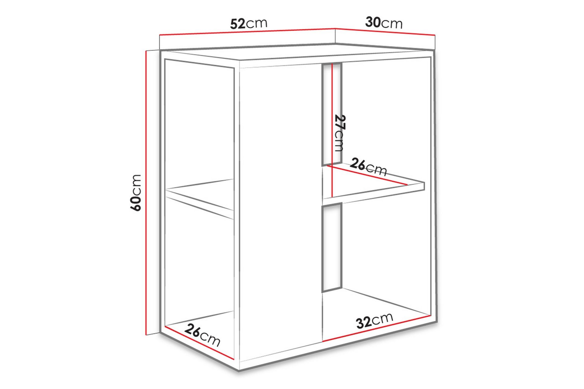 Sidebord 52 cm - Hvit - Møbler - Bord - Avlastningsbord - Lampebord & sidebord