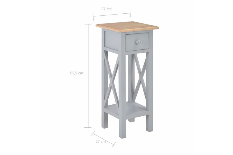 Sidebord grå 27x27x65,5 cm tre - Møbler - Bord - Avlastningsbord - Lampebord & sidebord