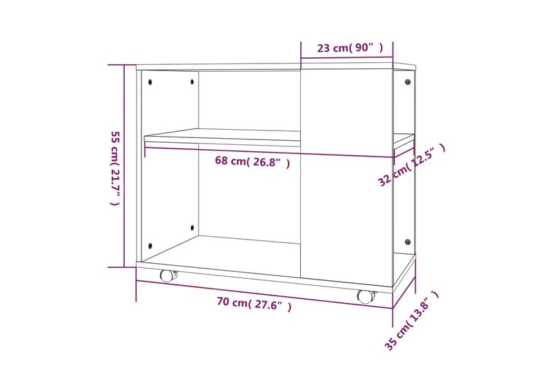 Sidebord grå sonoma 70x35x55 cm konstruert tre - Grå - Lampebord & sidebord - Brettbord og småbord