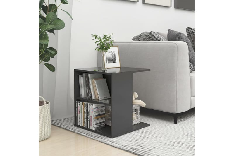 Sidebord høyglans grå 45x45x48 cm sponplate - Grå - Lampebord & sidebord - Brettbord og småbord