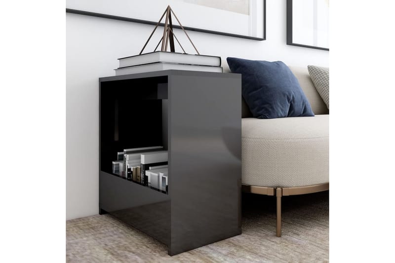 Sidebord høyglans grå 50x26x50 cm sponplate - Grå - Lampebord & sidebord - Brettbord og småbord