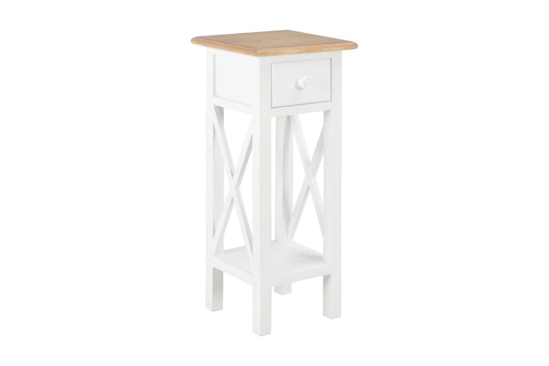 Sidebord hvit 27x27x65,5 cm tre - Møbler - Bord - Avlastningsbord - Lampebord & sidebord