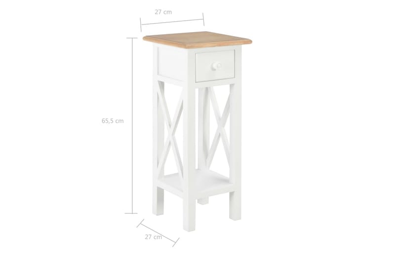 Sidebord hvit 27x27x65,5 cm tre - Møbler - Bord - Avlastningsbord - Lampebord & sidebord