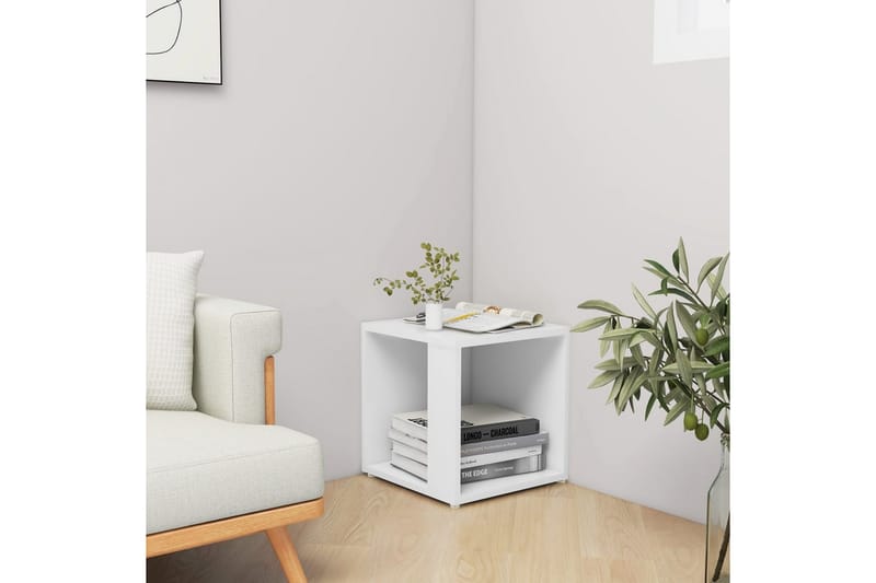 Sidebord hvit 33x33x34,5 cm sponplate - Hvit - Møbler - Bord - Avlastningsbord - Lampebord & sidebord