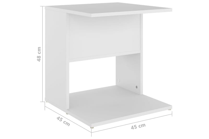 Sidebord hvit 45x45x48 cm sponplate - Hvit - Møbler - Bord - Avlastningsbord - Lampebord & sidebord