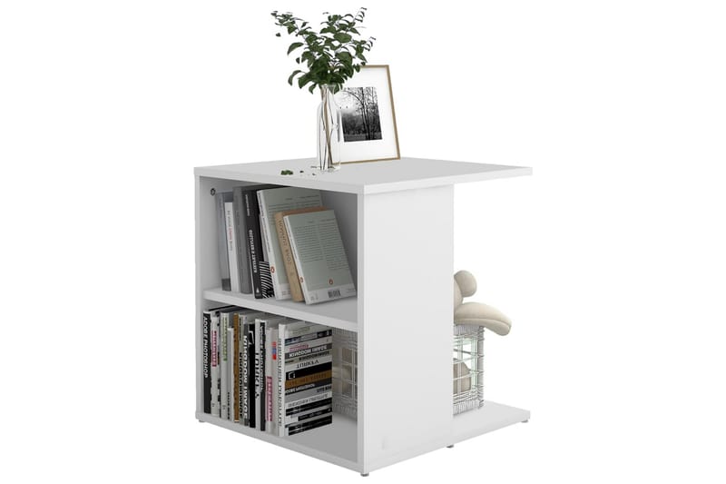 Sidebord hvit 45x45x48 cm sponplate - Hvit - Møbler - Bord - Avlastningsbord - Lampebord & sidebord
