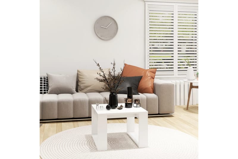 Sidebord hvit 50x50x35 cm sponplate - Hvit - Møbler - Bord - Avlastningsbord - Lampebord & sidebord