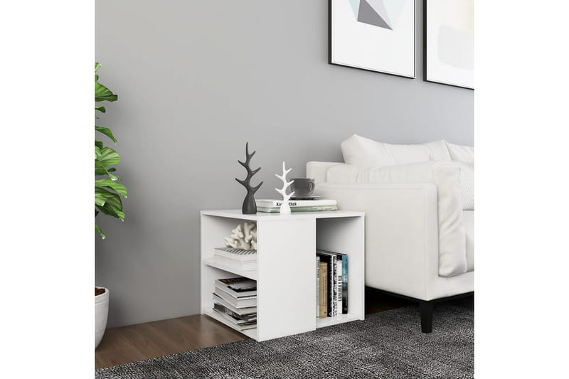 Sidebord hvit 50x50x45 cm sponplate - Hvit - Lampebord & sidebord - Brettbord og småbord