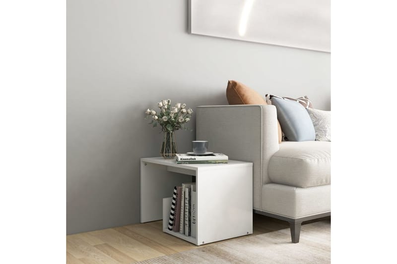 Sidebord hvit 59x36x38 cm sponplate - Hvit - Lampebord & sidebord - Brettbord og småbord