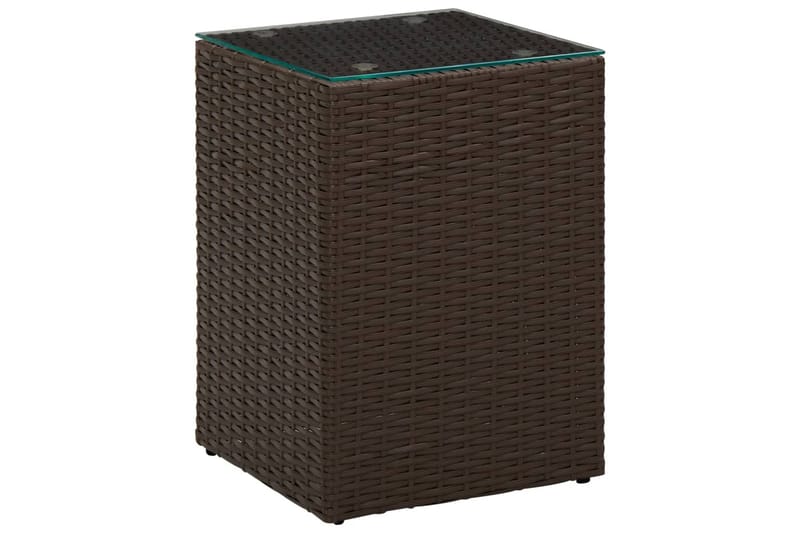 Sidebord med glass topp brun 3 stk polyrotting - Brun - Møbler - Bord - Avlastningsbord - Lampebord & sidebord