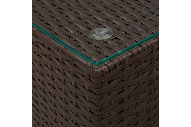 Sidebord med glass topp brun 3 stk polyrotting - Brun - Møbler - Bord - Avlastningsbord - Lampebord & sidebord