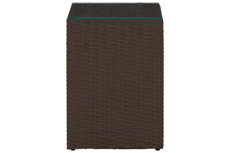 Sidebord med glass topp brun 3 stk polyrotting - Brun - Møbler - Bord - Avlastningsbord - Lampebord & sidebord